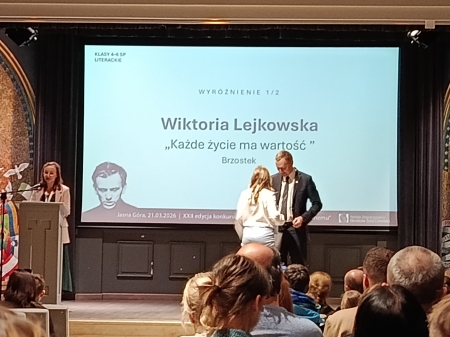 SUKCES NASZEJ UCZENNICY W OGÓLNOPOLSKIM KONKURSIE