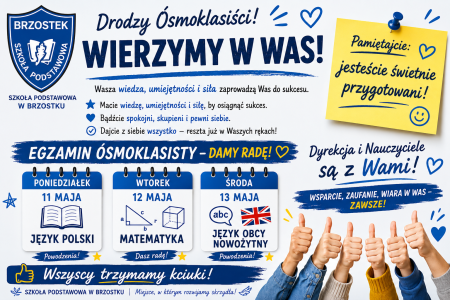 Egzamin ósmoklasisty -  podstawowe informacje dla uczniów.