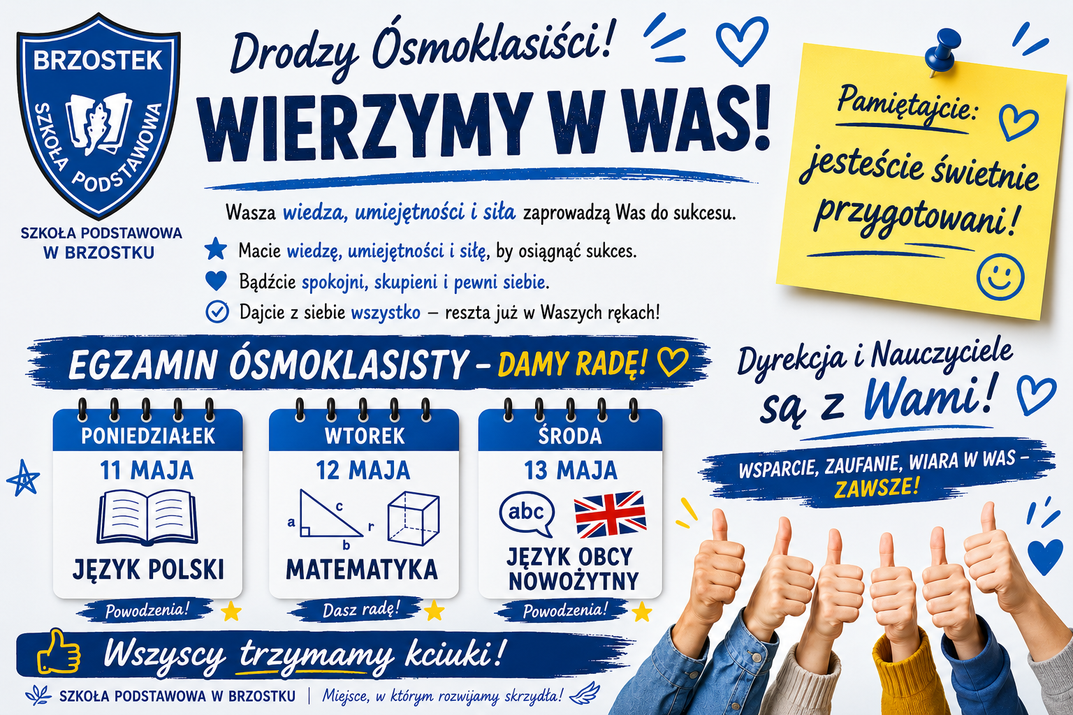 Egzamin ósmoklasisty - podstawowe informacje dla uczniów.